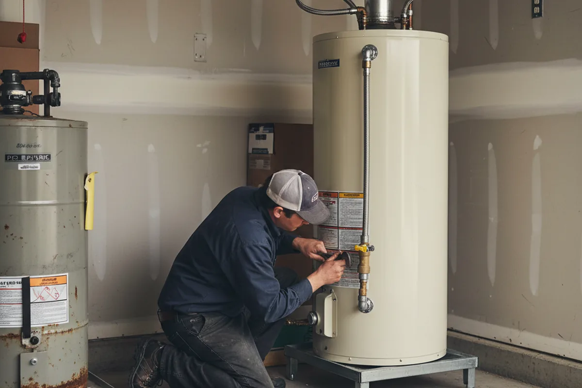 Water heater and shutoff valve replacement in Diller